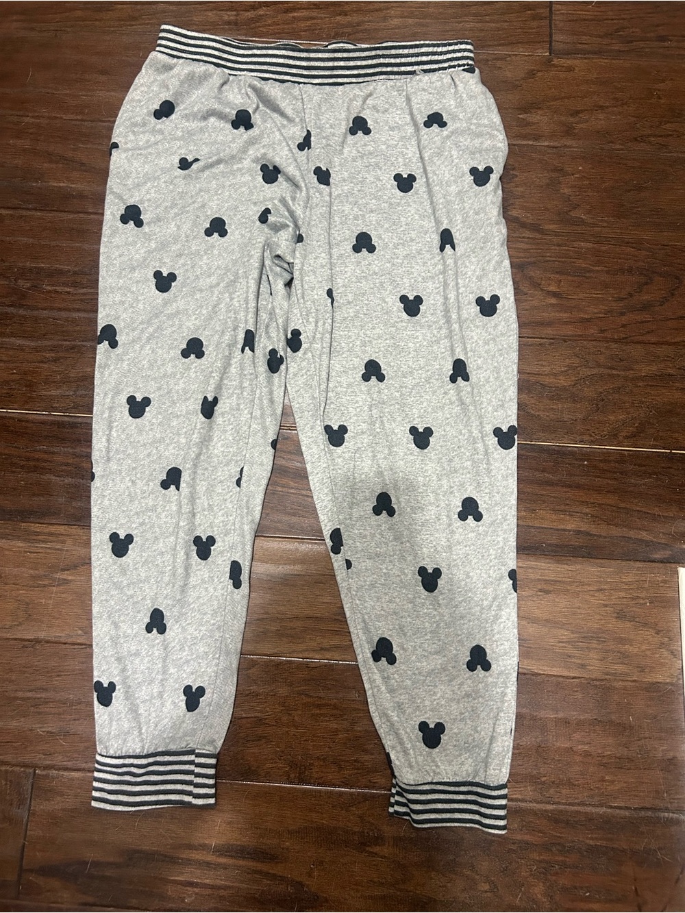 Disney Gray and Black Mickey Print Pajama Pants